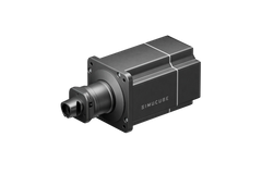 Official Simucube 2 Link Quick Release adapter installed on the wheelbase shaft