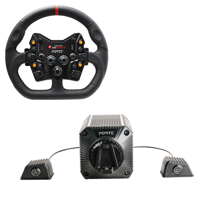 Asetek SimSports Forte 18NM Direct Drive GT Bundle - Leather D-shape wheel