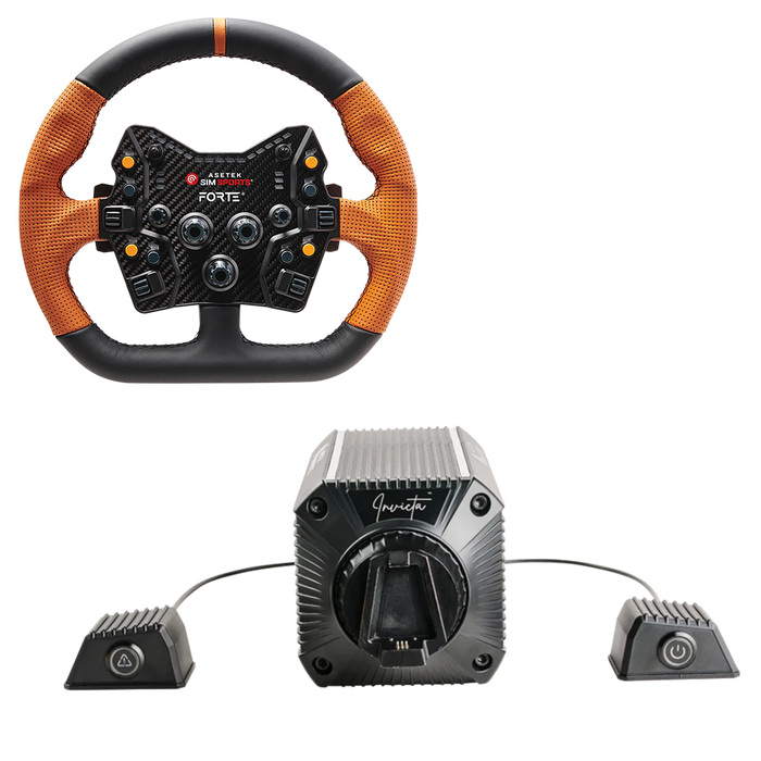 Asetek invecta 27NM Direct Drive GT Bundle - GT D-shape Orange Leather Wheel