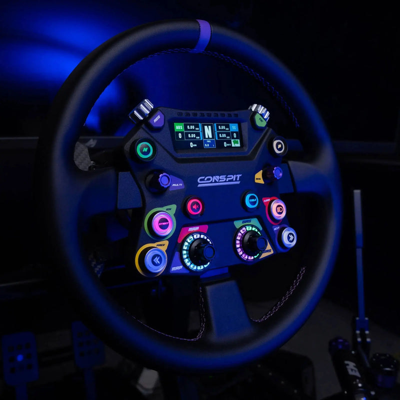 Conspit 310 Apex Wheel – ARGB, 2.99" Display, Dual Paddles (310 mm) Conspit Conspit Steering Wheel  Sim Race Webshop B.V.