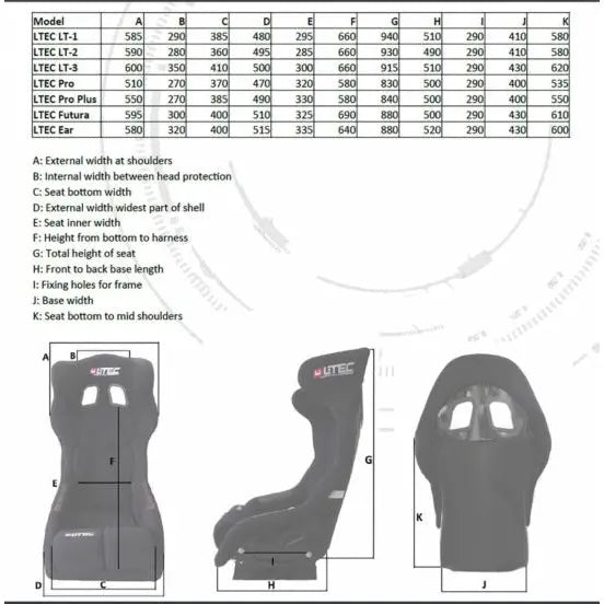 LTEC - LT-1 FIA Stoel Ltec Ltec Bucket seat  Sim Race Webshop B.V.