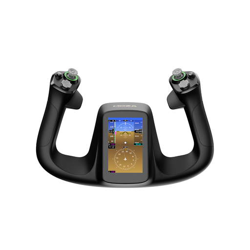 MOZA MFY Pro Yoke front view with 4.3-inch touchscreen