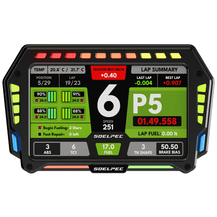 SOELPEC XR-7 Display - Sim Racing Touchscreen mit RGB-Telemetrie (Schwarz)