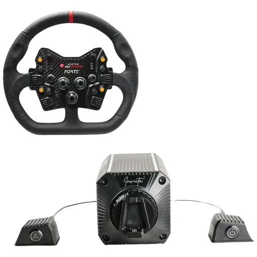 Asetek SimSports Invicta 27nm Direct Drive Wheel Base Forte GT Wheel Bundle GT Closed D Black Leather + Forte GT