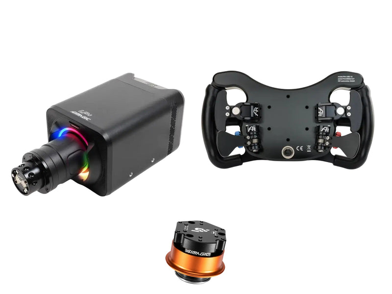 Simagic Alpha EVO Sport 9 Nm + Ascher Racing Steering Wheel + QR-A Bundle — Ascher F64 V3 USB