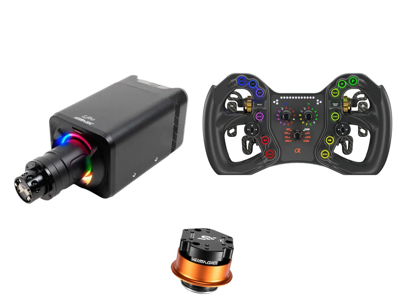 Simagic Alpha EVO 12 Nm + Bavarian Sim Tec Steering Wheel + QR-A Bundle — Bavarian Sim Tec ALPHA Sim Steering Wheel — Advanced (ShifterPull & Clutch)