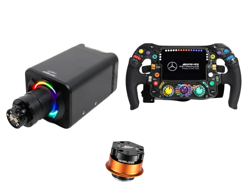 Simagic Alpha EVO Pro 18 Nm + Sim-Lab Steering Wheel + QR-A Bundle — Mercedes-AMG PETRONAS F1 Sim Racing Steering Wheel (2024/2025)