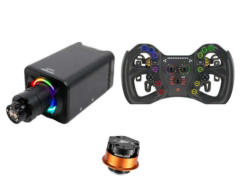 Simagic Alpha EVO Pro 18 Nm + Bavarian Sim Tec Steering Wheel + QR-A Bundle — Bavarian Sim Tec ALPHA Sim Steering Wheel — Advanced (ShifterPull & Clutch)
