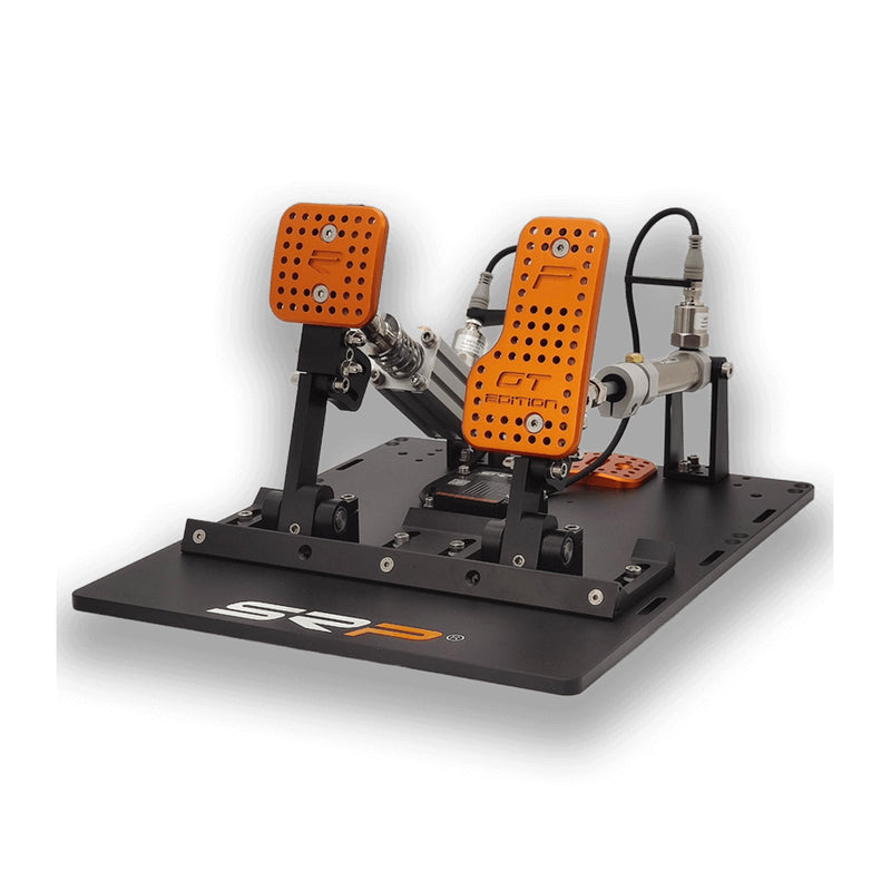SRP GT-R 2P Black Edition pneumatic pedals with orange pedal plates